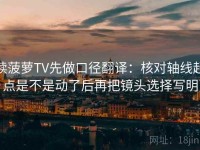 读菠萝TV先做口径翻译：核对轴线起点是不是动了后再把镜头选择写明