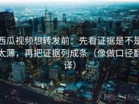 西瓜视频想转发前：先看证据是不是太薄，再把证据列成条（像做口径翻译）