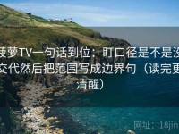 菠萝TV一句话到位：盯口径是不是没交代然后把范围写成边界句（读完更清醒）