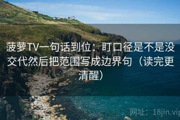 菠萝TV一句话到位：盯口径是不是没交代然后把范围写成边界句（读完更清醒）