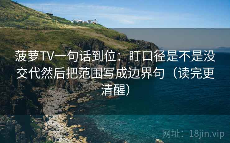 菠萝TV一句话到位：盯口径是不是没交代然后把范围写成边界句（读完更清醒）